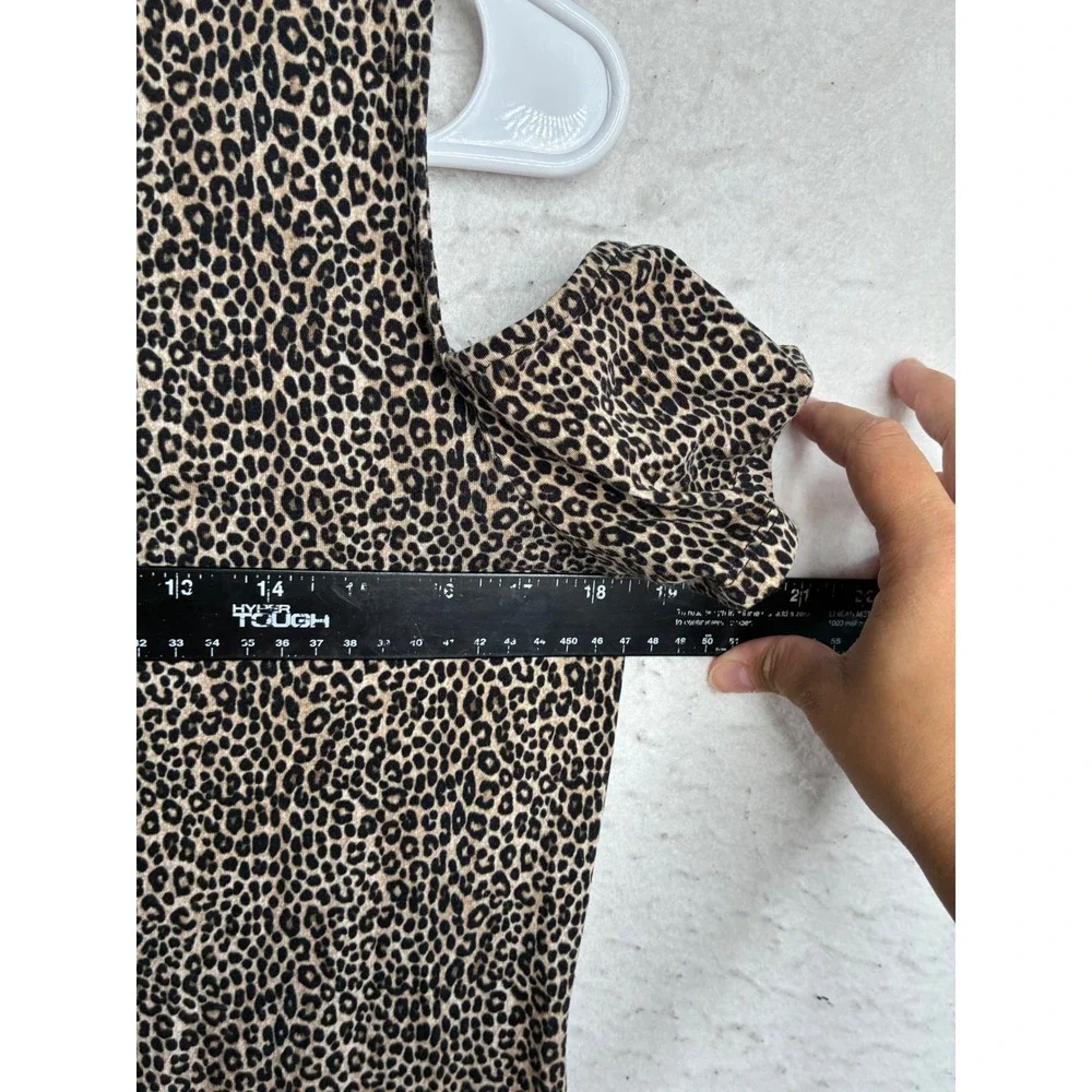 Michael Kors Womens Leopard Print Cold Shoulder Mini Dress Brown Black Size M